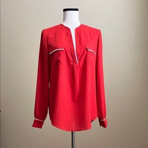 ZOA - Tomato Blouse with White Piping - Medium